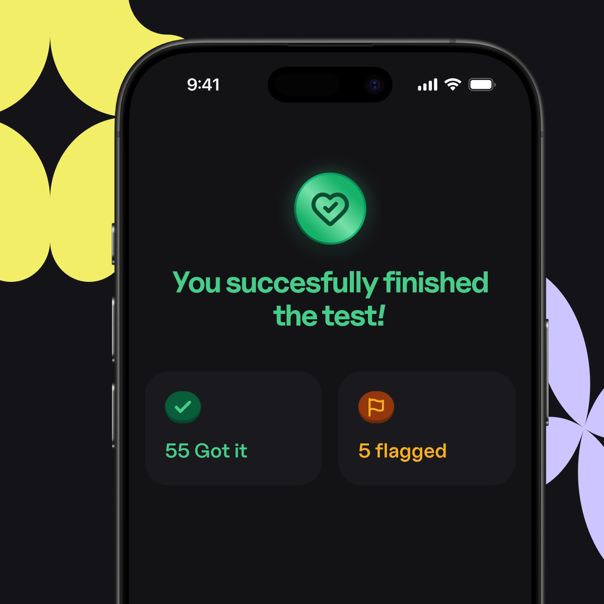 Testopia flashcards screen on mobile.